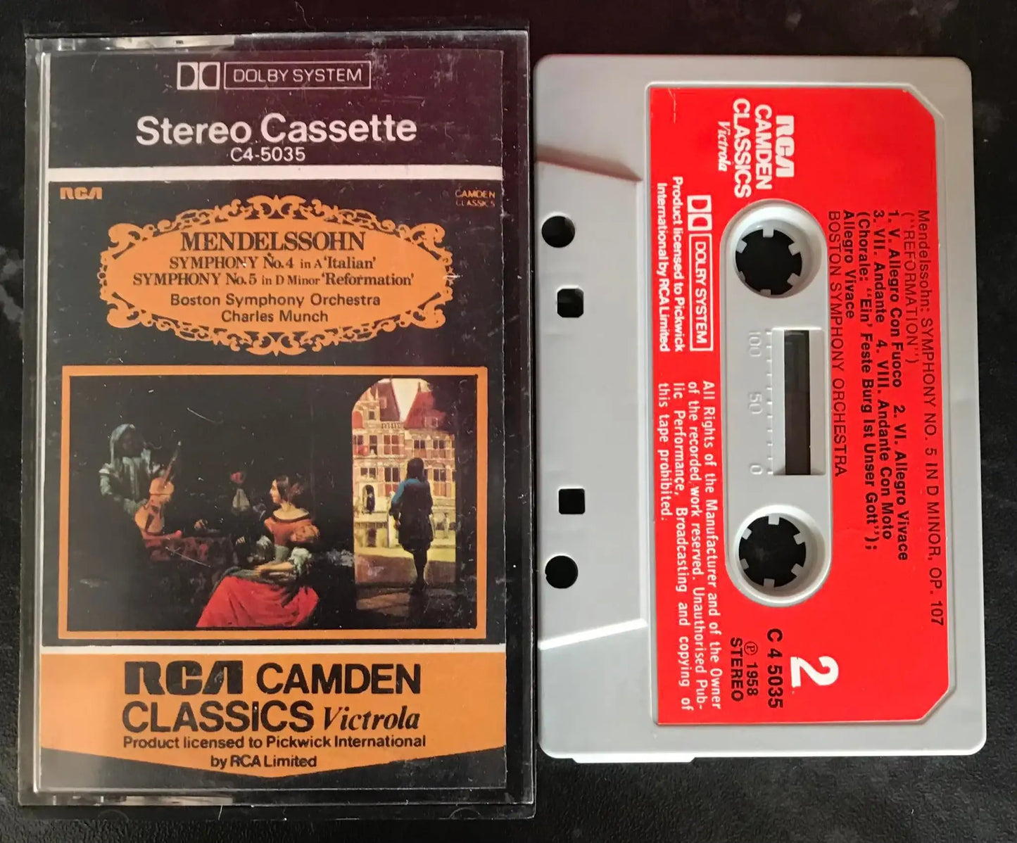 Mendelssohn Symphony No 4 and No 5, c4-5035, RCA Camden, Vintage Cassette Magretro