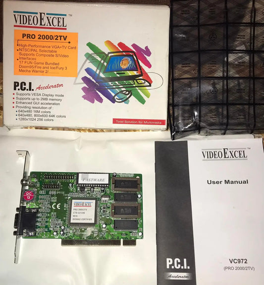 VIDEO EXCEL PRO 2000/2TV, CTS-C21256 9810, Vintage PAL VGA+TV Card, 2MB Magretro