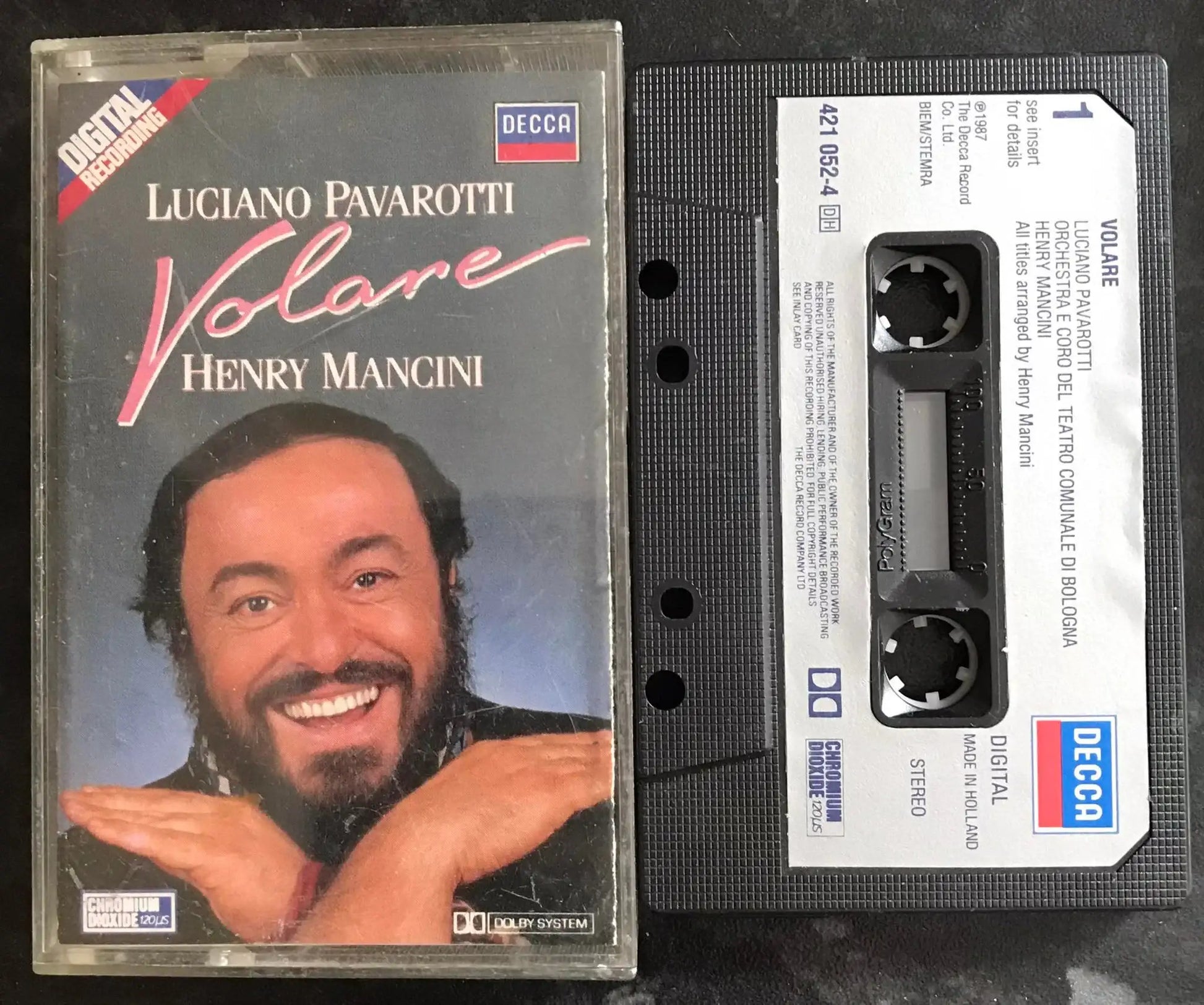 Luciano Pavarotti, Volare, Henry Mancini, Decca, 421 052-4, Vintage Cassette Magretro