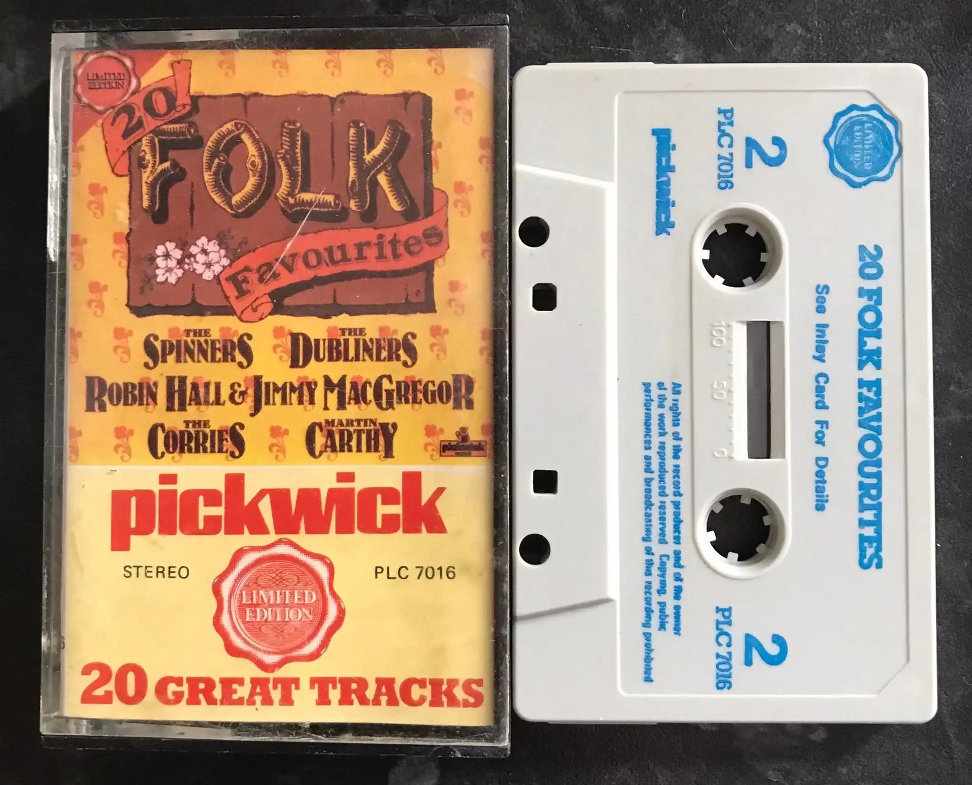 20 Folk Favourites Album, Pickwick Release, plc 7016, Vintage Cassette Magretro