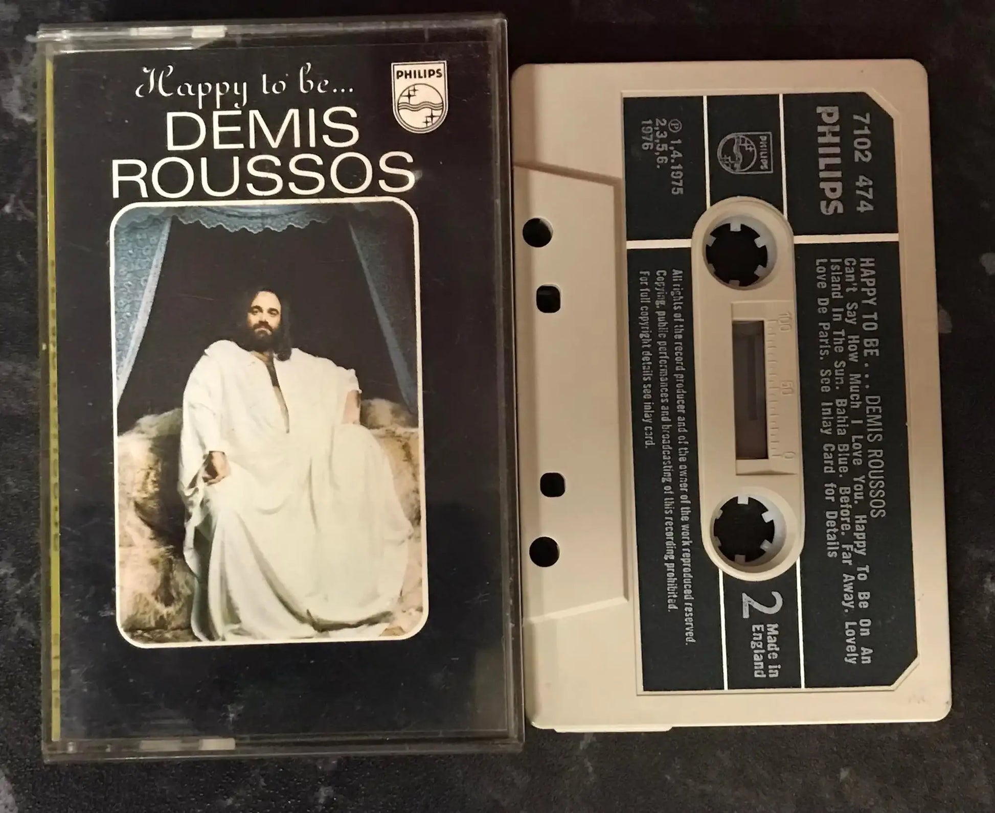 Happy to be Demis Roussos Album, Philips, 7102 474, Vintage Cassette Magretro