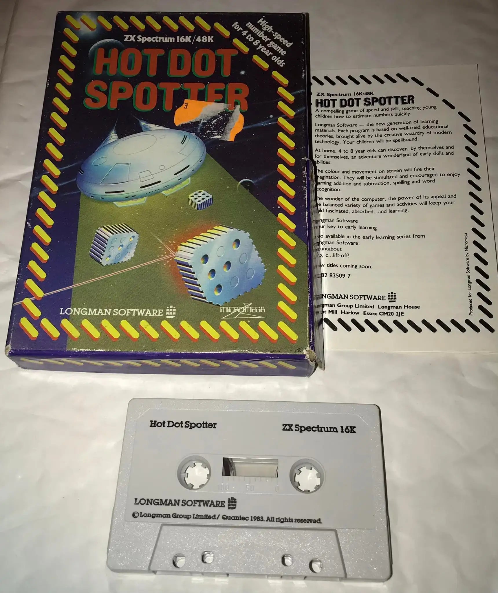 Hot Dot Spotter, ZX Spectrum, by Longmans, BOX version, WORKING Magretro