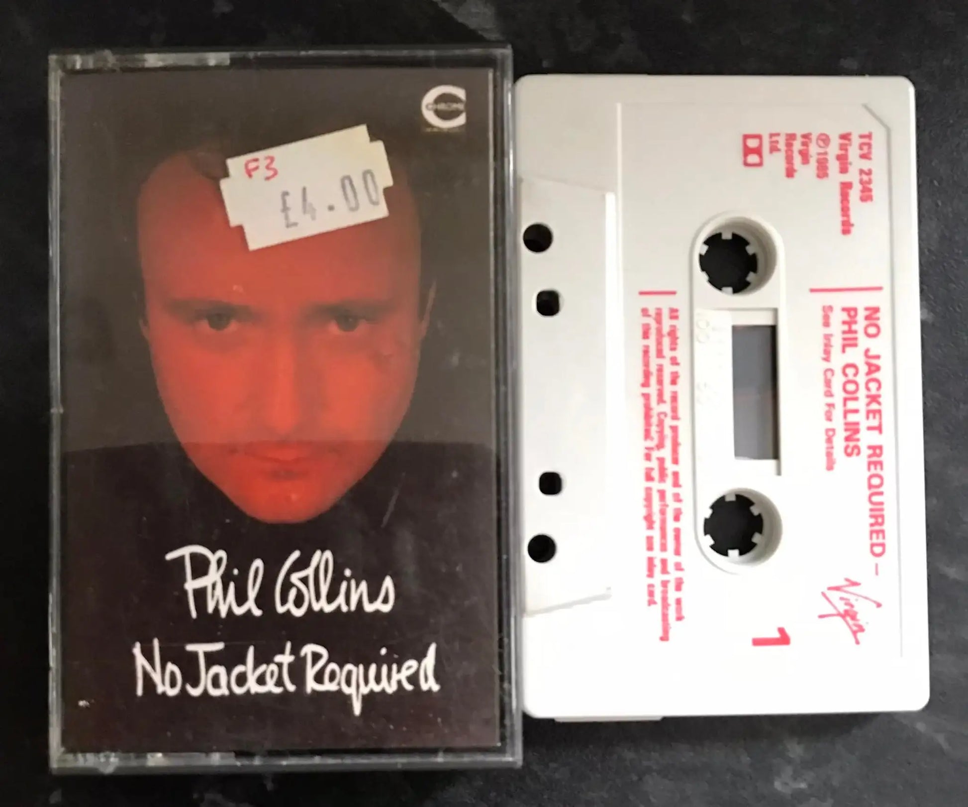 Phil Collins, No Jacket Required Album, Virgin, TCV 2345, Vintage Cassette Magretro