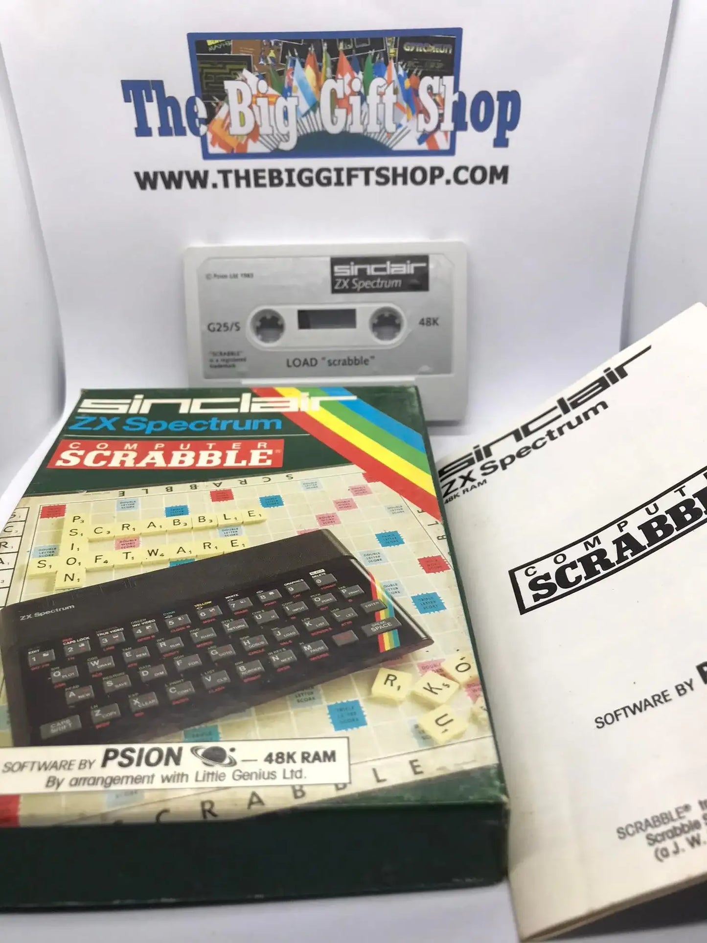 Scrabble, white cassette, ZX Spectrum, Sinclair Psion Release Magretro