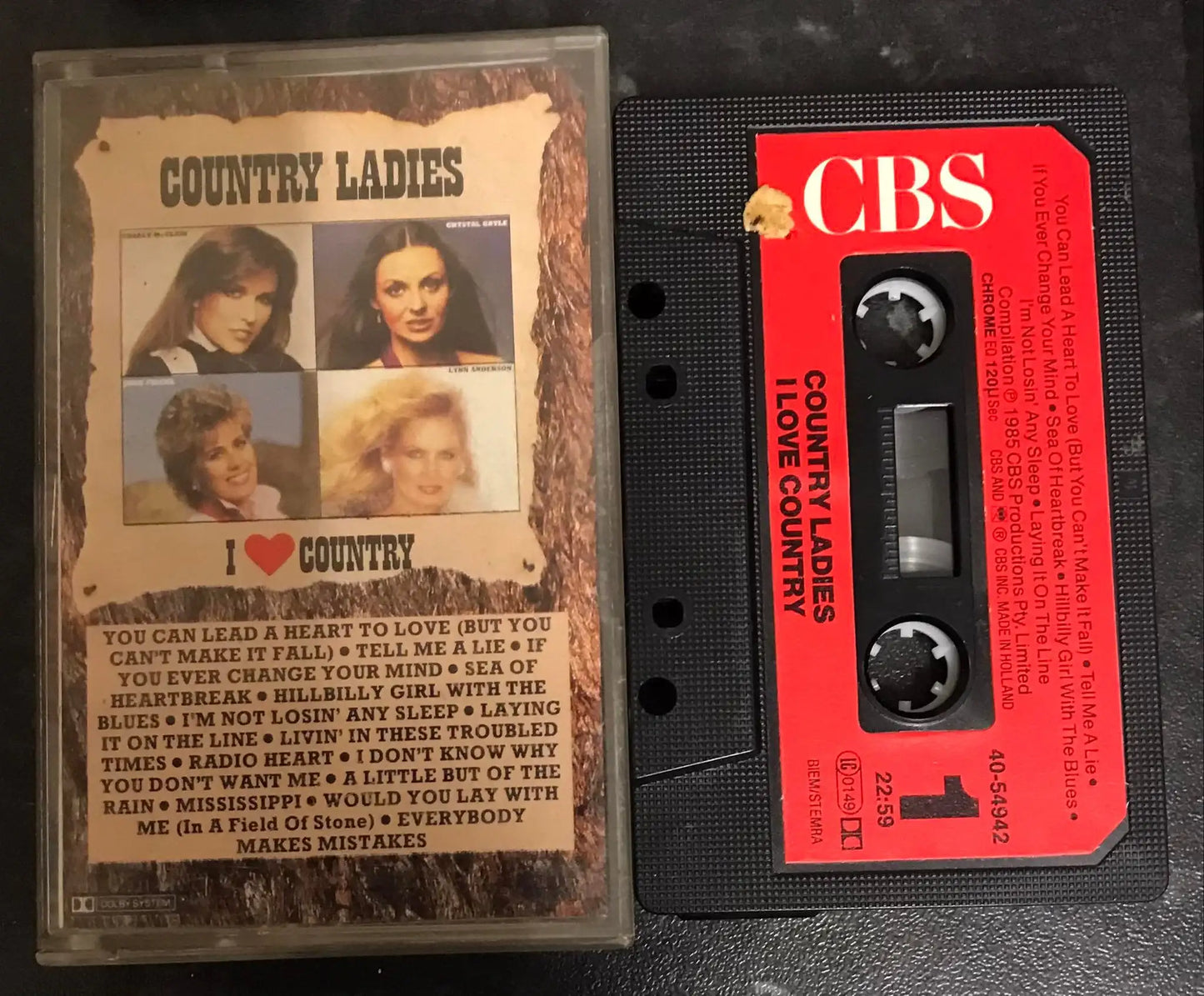 Country Ladies, I Love (Heart) Country Album, CBS, 40-54942, Vintage Cassette Magretro