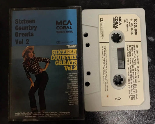 Sixteen Country Greats Vol 2 Album, tc-cdl 8048, MCA Coral, Vintage Cassette Magretro