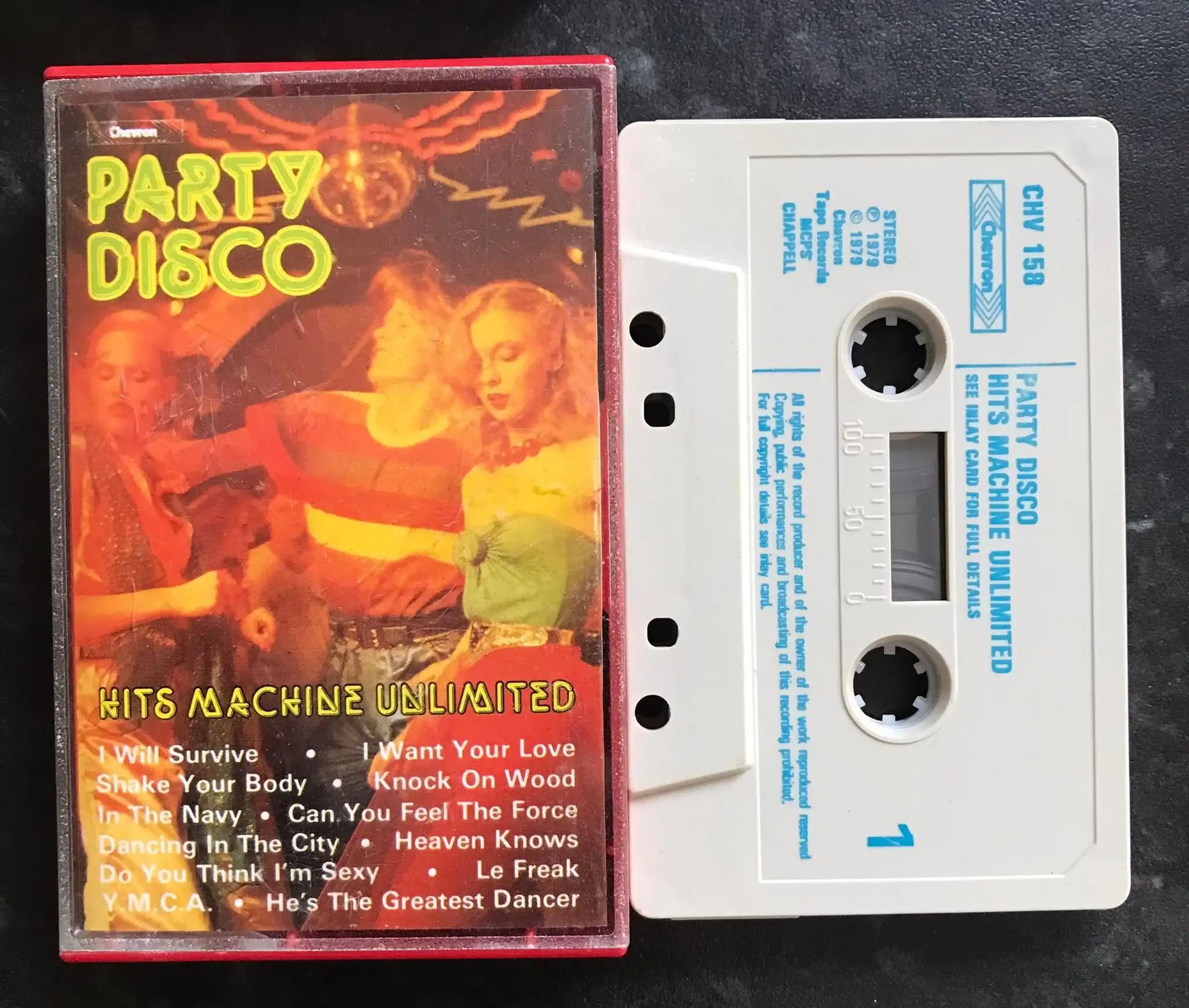 Party Disco Album, Hits Machine Unlimited, Chevron, CHV 158, Vintage Cassette Magretro