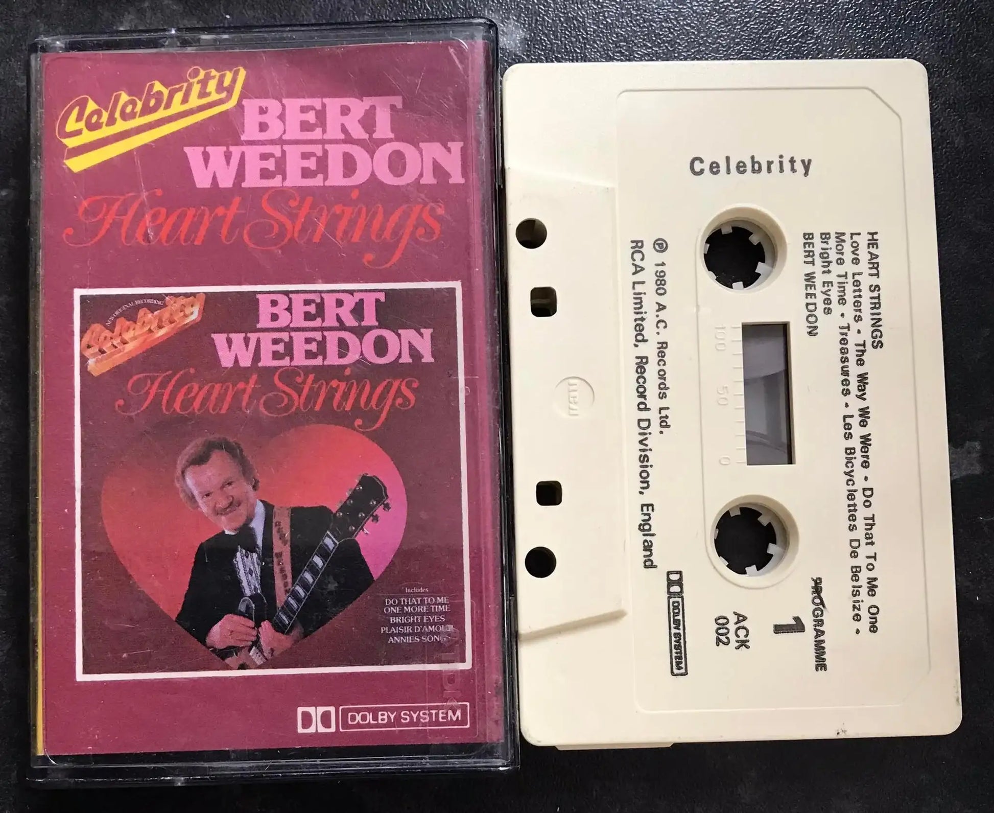 Bert Weedon, Heart Strings Album, Celebrity Label, ACK002, Vintage Cassette Magretro