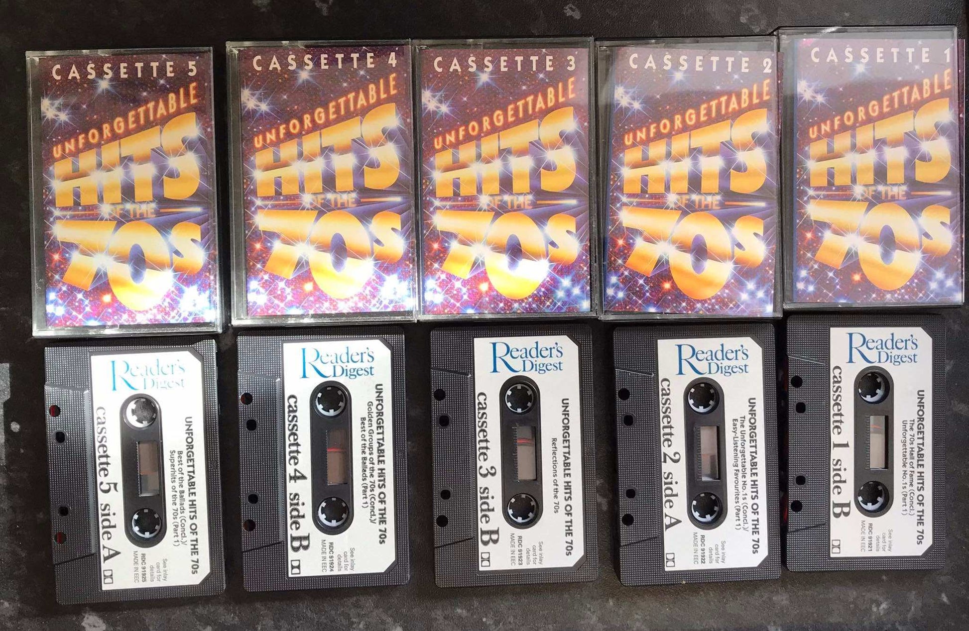 Unforgettable Hits of the 70's, 5 Tape Set, RDC 91921, Vintage Cassette Magretro