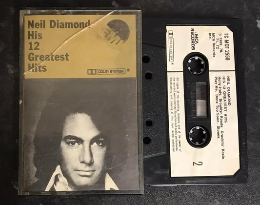 Neil Diamond his 12 Greatest Hits, MCA Records. TC-MCF 2550, Vintage Cassette Magretro