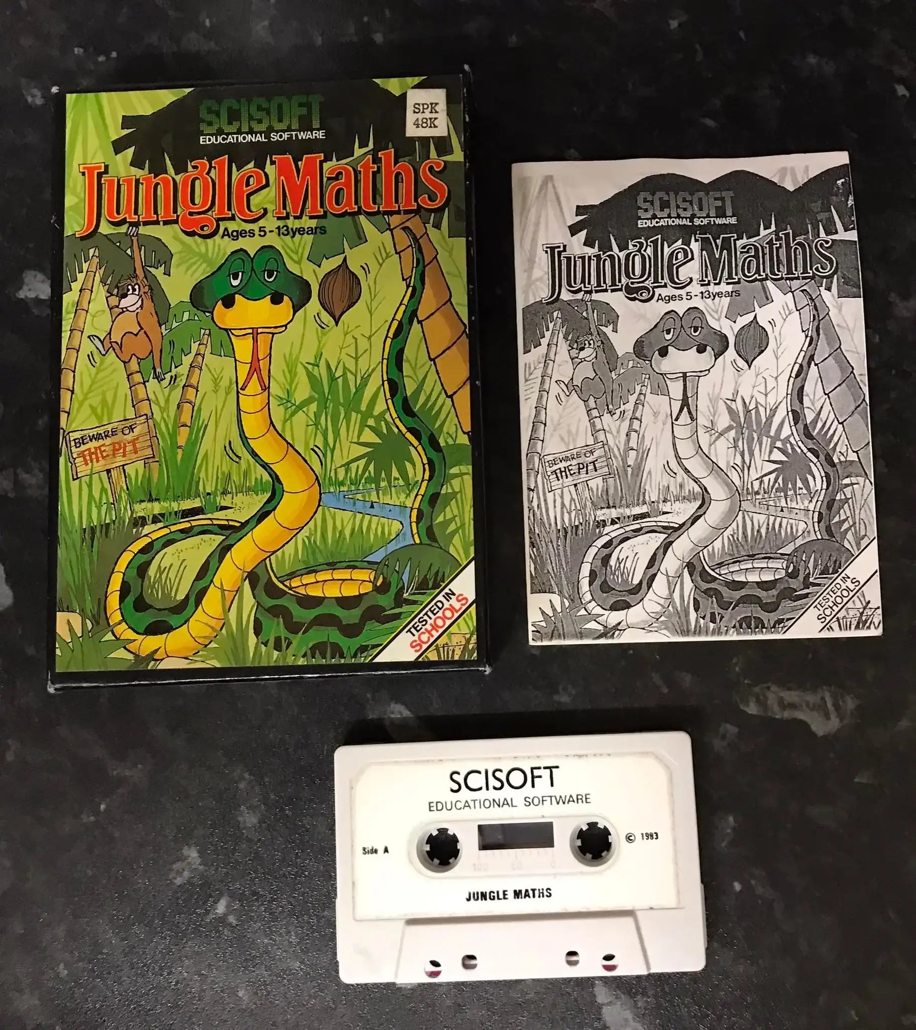 Jungle Maths, ZX Spectrumeducational game, by Scisoft, WORKING Magretro