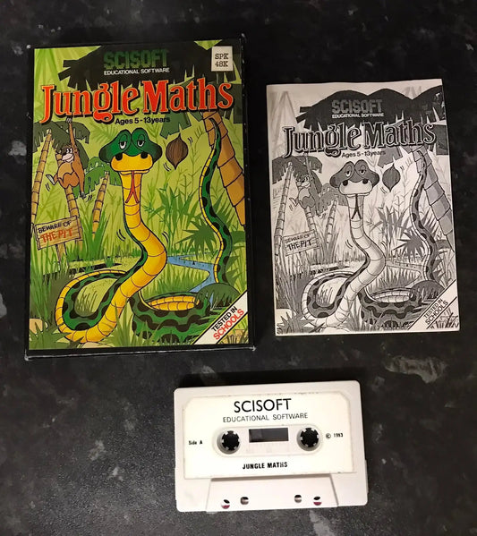 Jungle Maths, ZX Spectrumeducational game, by Scisoft, WORKING Magretro