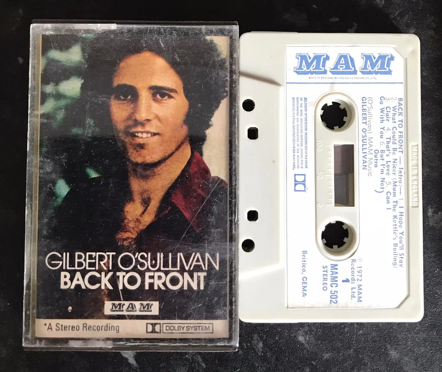 Gilbert O'Sullivan, Back to Front Album, MAM, MAMC 502, Vintage Cassette Magretro