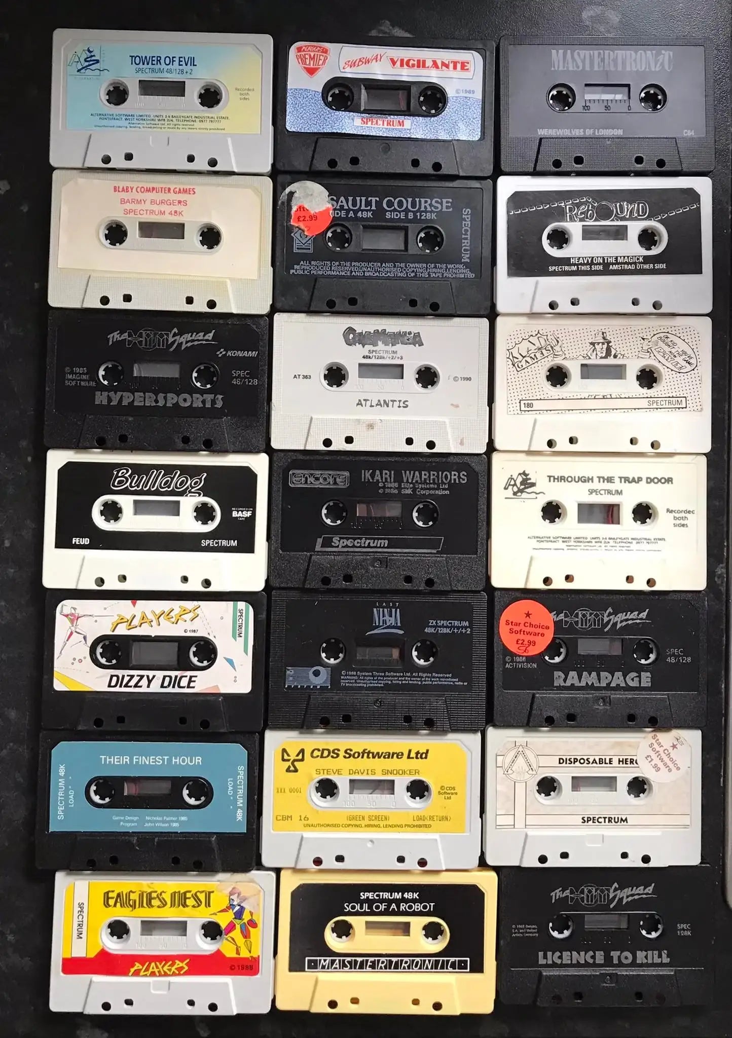20 Games Loose Tape Bundle, Cassettes for Sinclair ZX Spectrum Computer Magretro