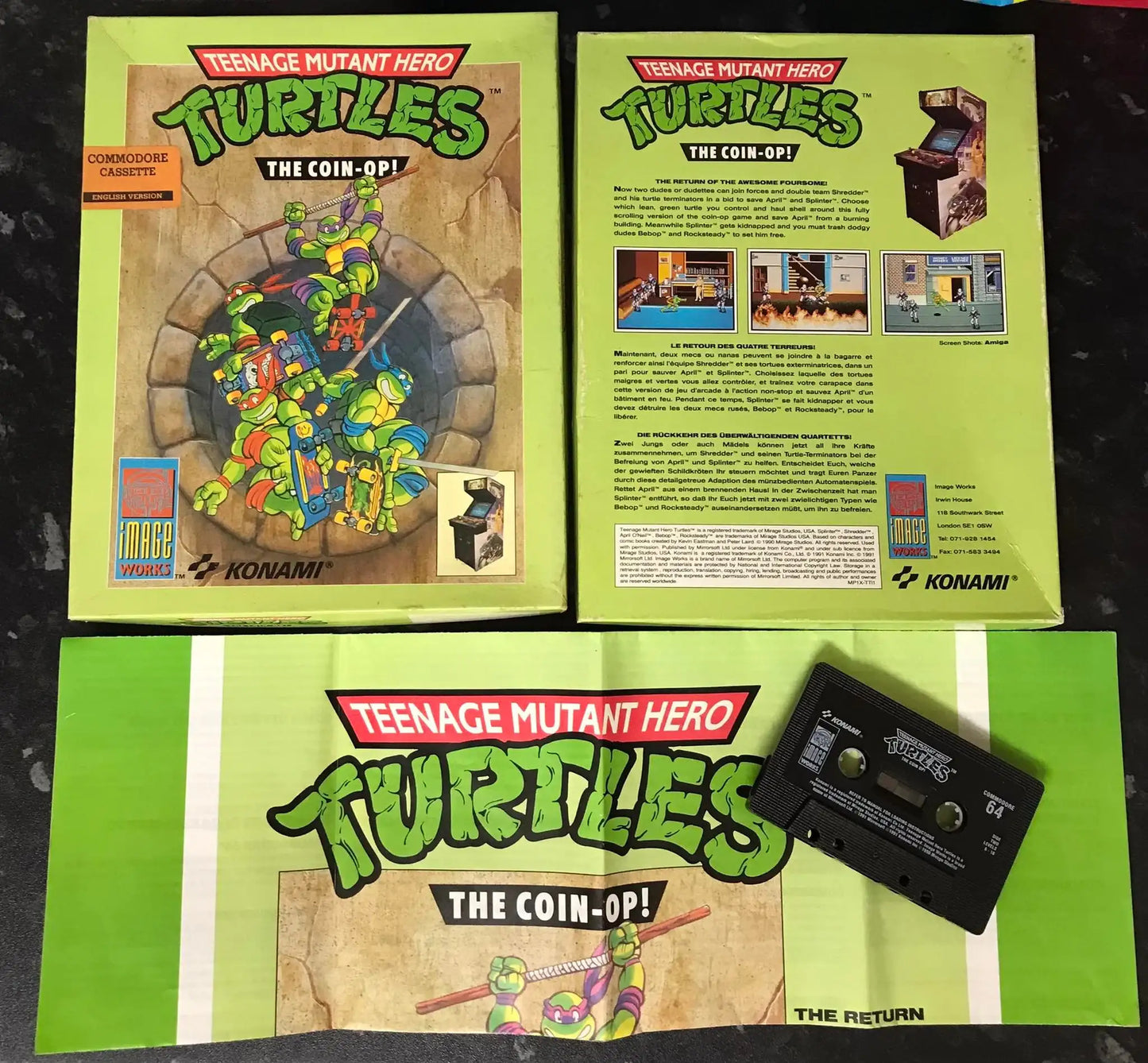 Teenage Mutant Hero Turtles: The Coin-Op (Image Works), C64 (RARE) WORKING Magretro