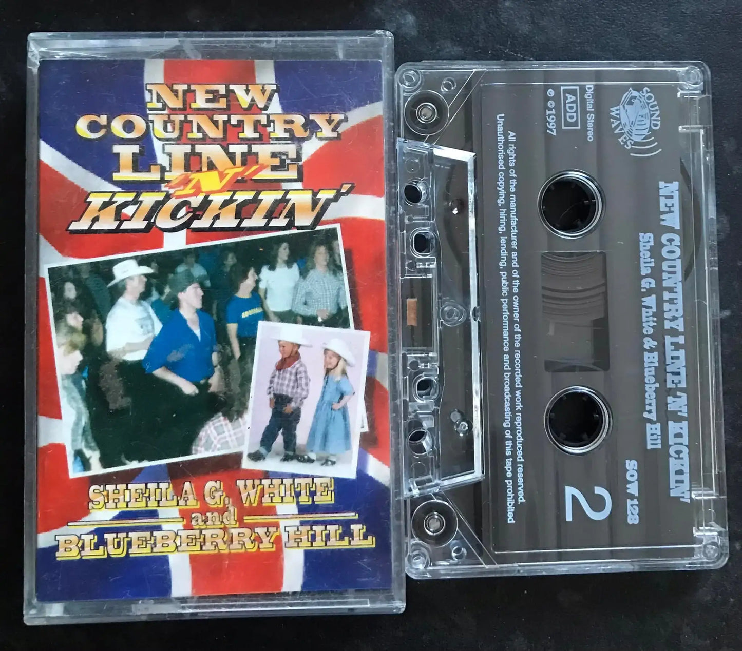 New Country Line 'N' Kickin' Album, sow 128, Sound Waves, Vintage Cassette Magretro