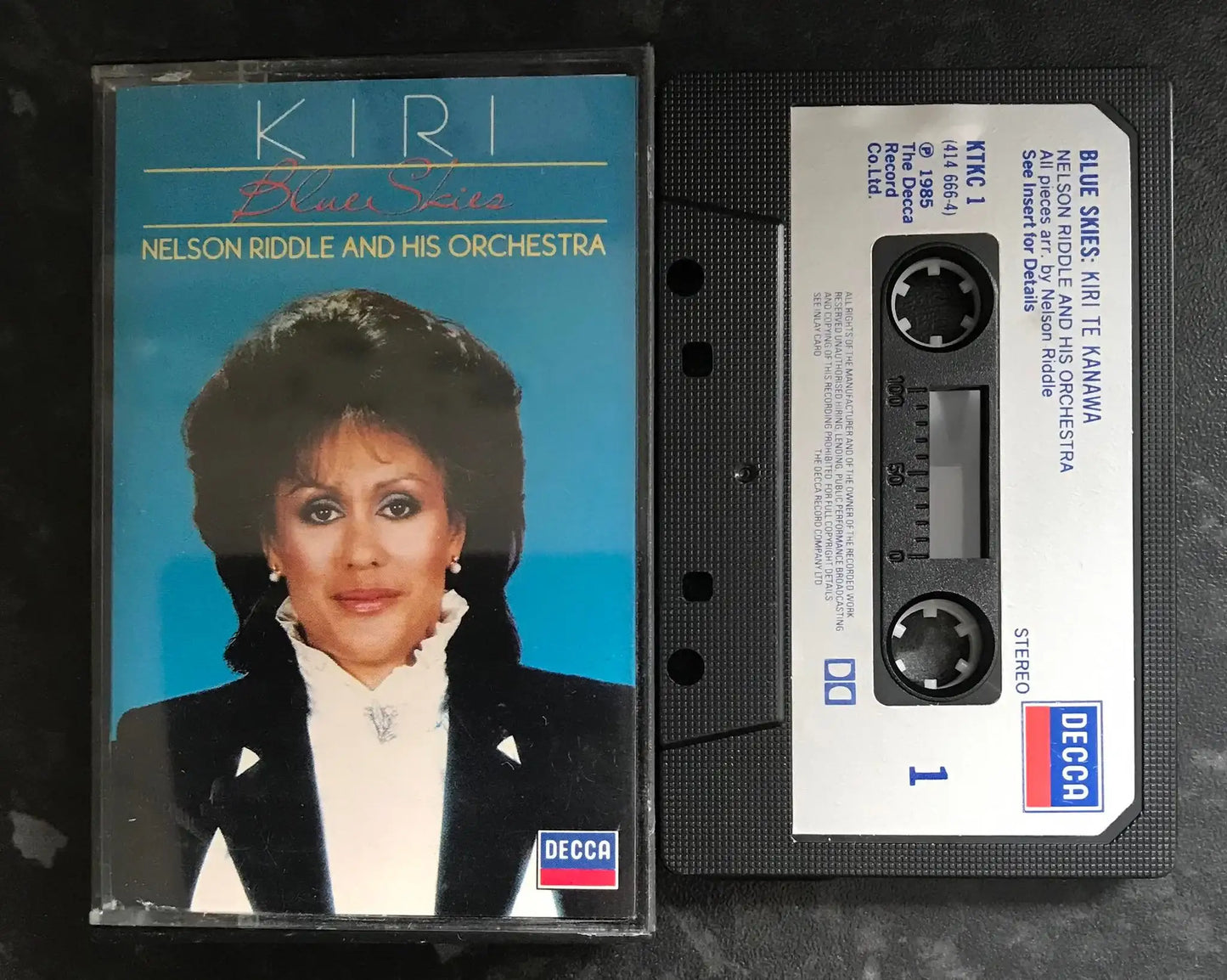 Kiri Te Kanawa, Blue Skys Album, Decca, KTKC 1, Vintage Cassette Magretro