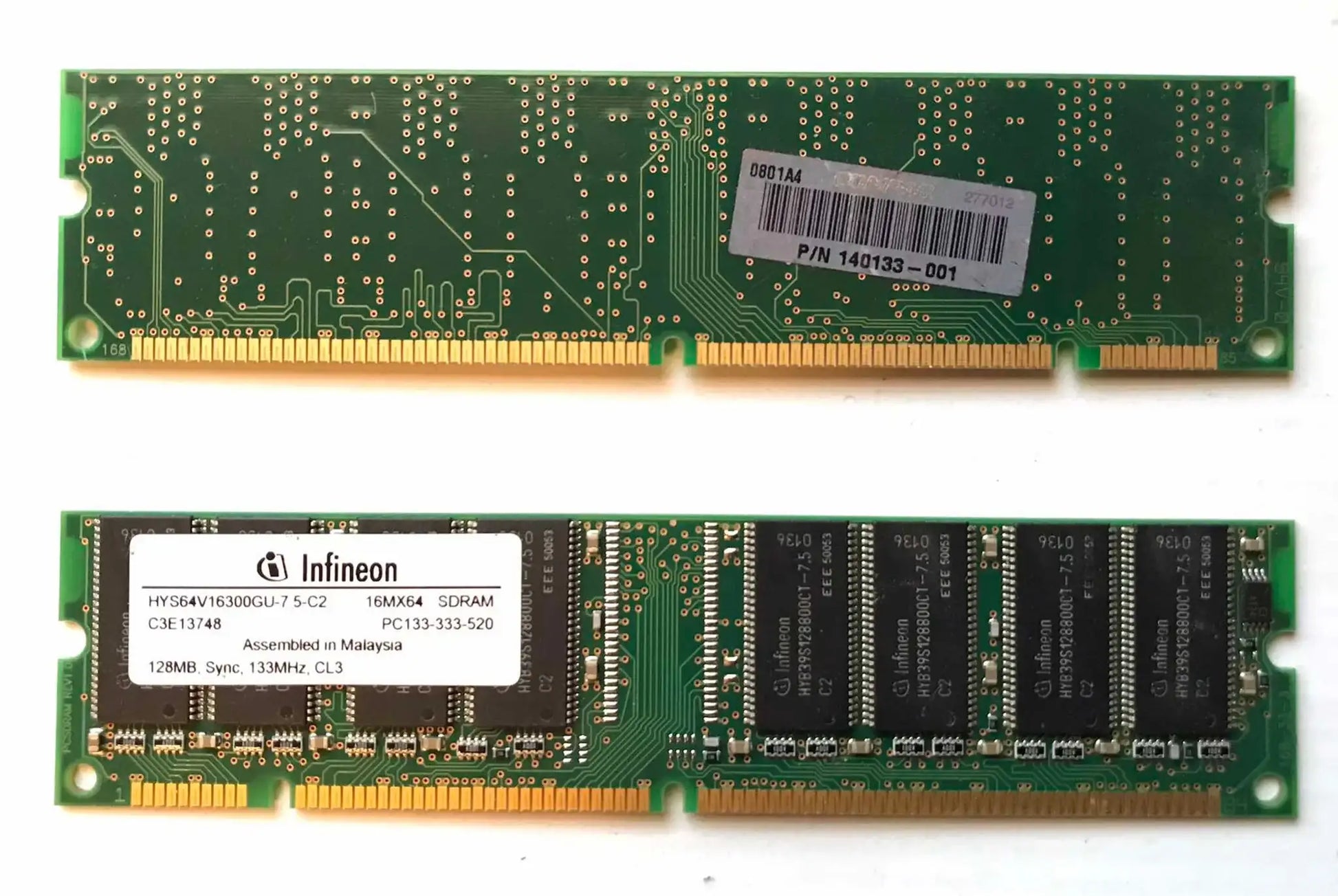 2 X Infineon HYS64D32300GU-6-C, 16Mx64, Vintage SDRAM, 128MB,DDR,133,CL3 RAM Magretro