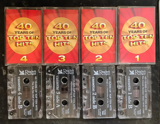 40 Years of Top Ten Hits, 4 Tape Set, RDC 92071, Vintage Cassette Magretro
