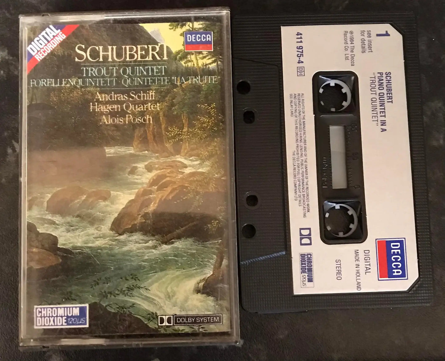 Schubert Trout Quintet, Piano Quintet in A, Decca, 411 975-4, Vintage Cassette Magretro