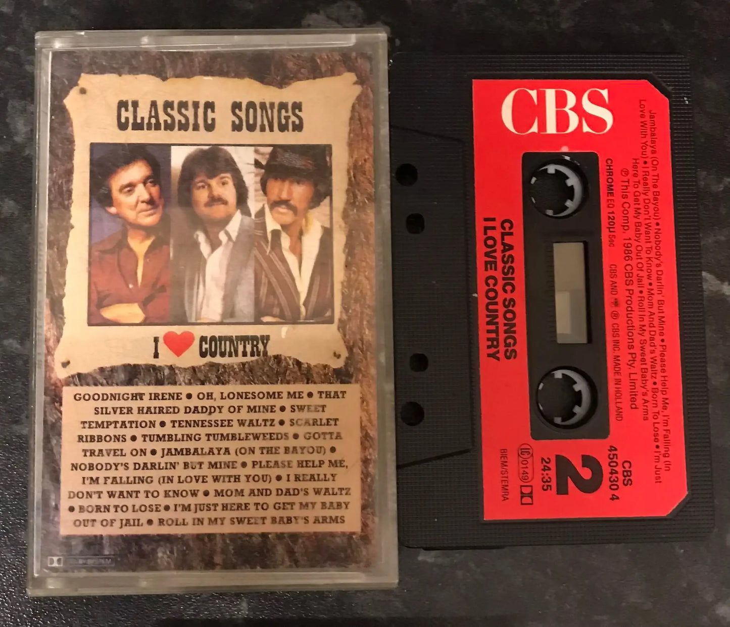 Classic Songs, I Love (Heart) Country Album, CBS 450430 4, Vintage Cassette Magretro