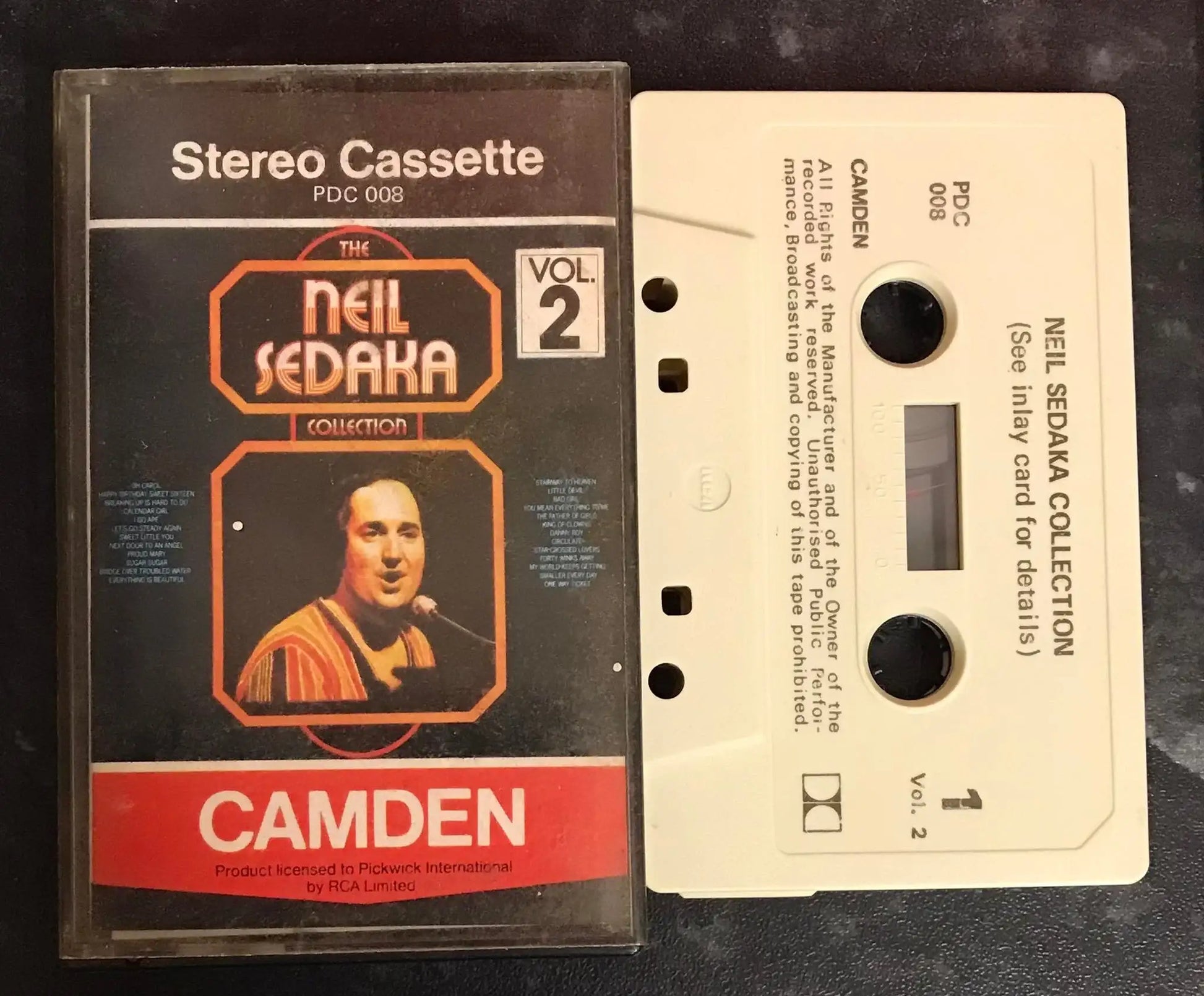 The Neil Sedaka Collection Vol 2 Album, pdc 008, Camden, Vintage Cassette Magretro