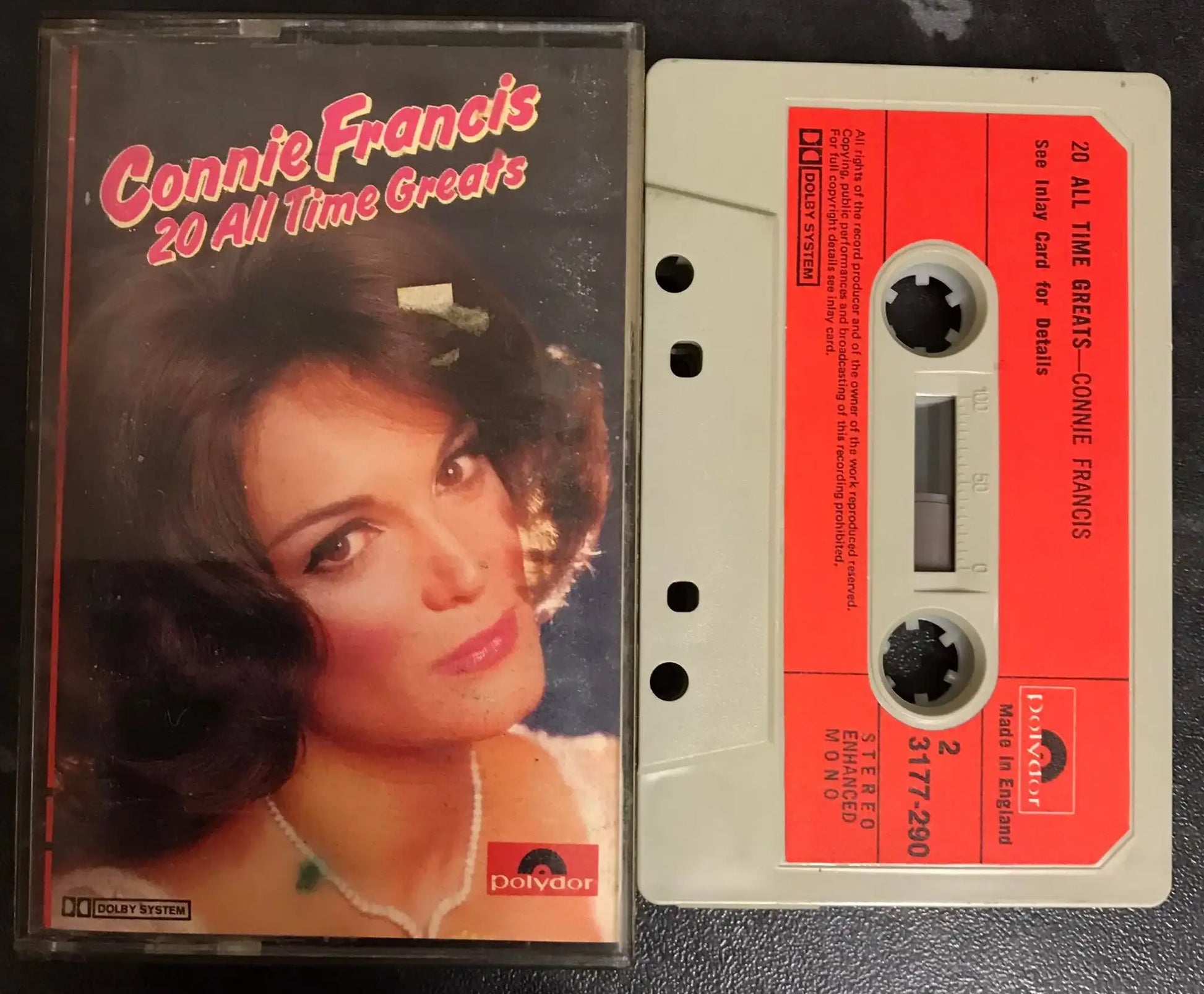 Connie Francis, 20 All Time Greats Album, Polydor, 3177 290, Vintage Cassette Magretro