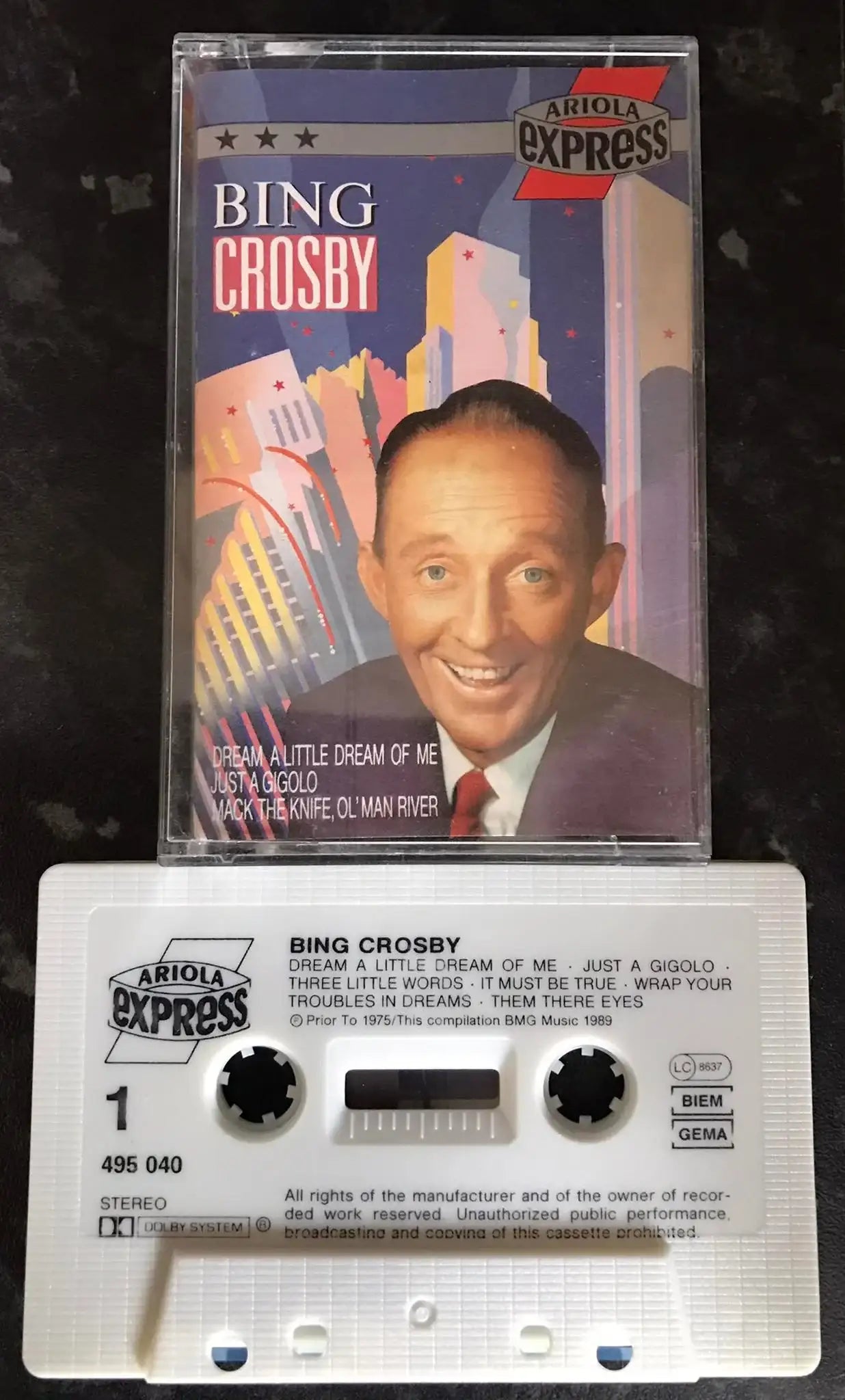 Bing Crosby Album, Ariola Express label, 495 040, Vintage Cassette Magretro