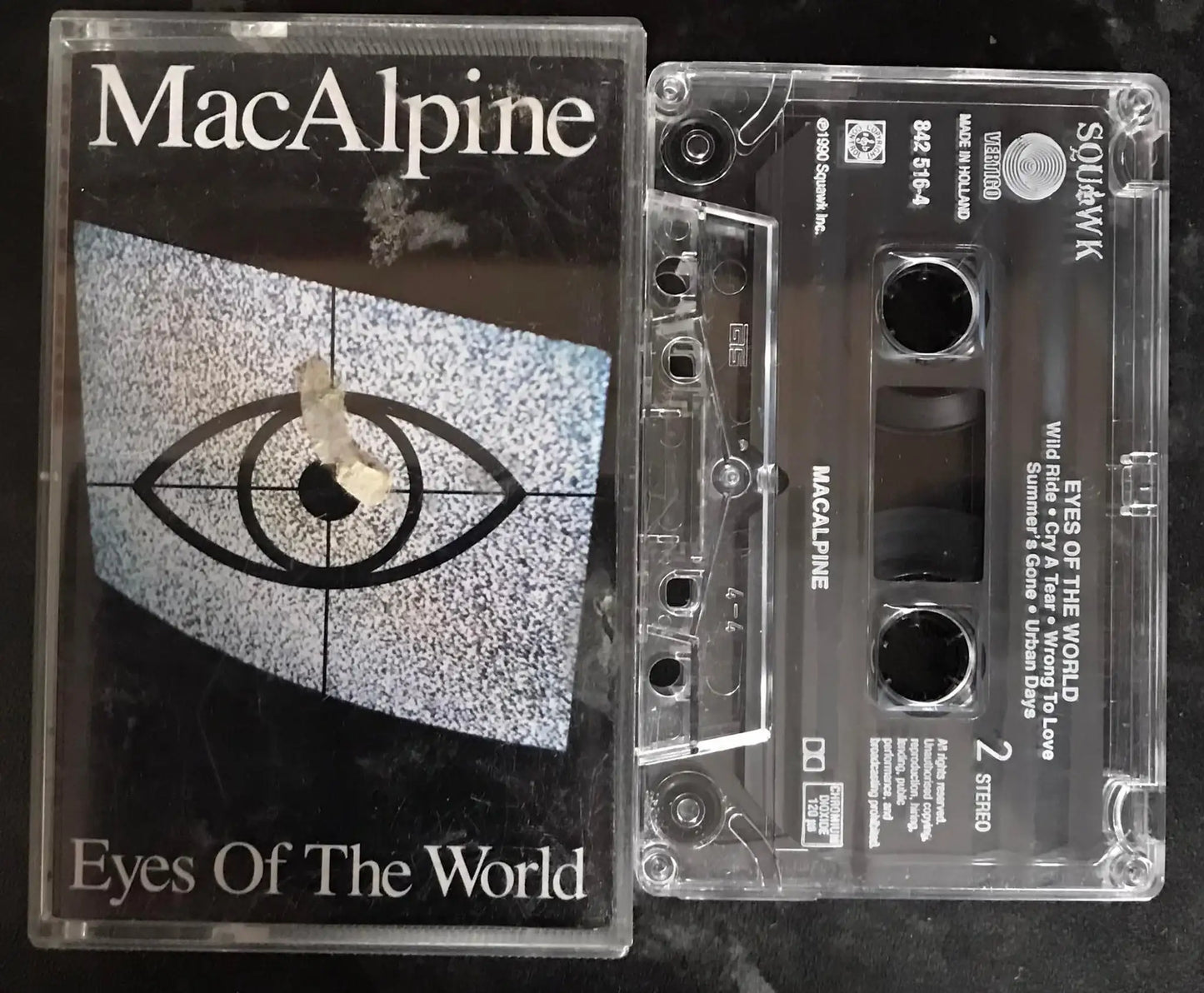 MacAlpine, Eyes of the World Album, Squawk, 842 516-4, Vintage Cassette Magretro