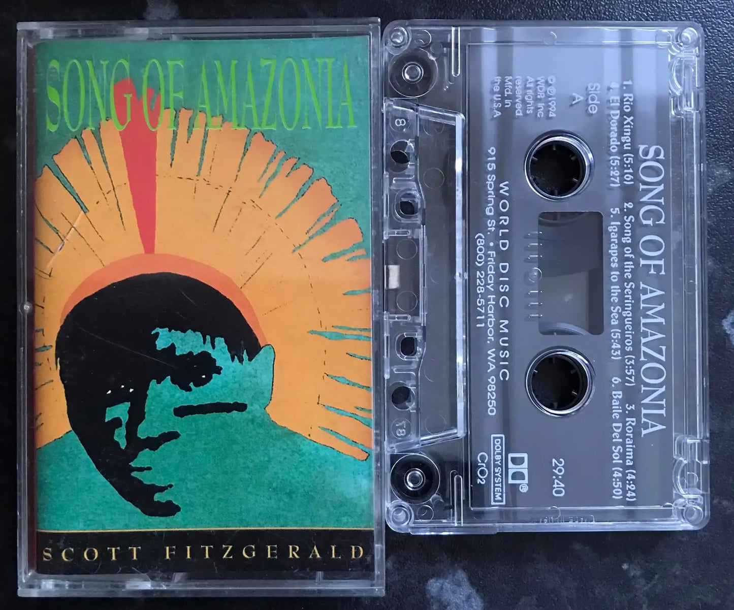 Song of Amazonia Album, Scott Fitzgerald,World Disc Music, M32, Vintage Cassette Magretro