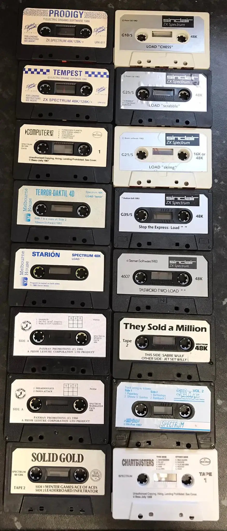 16 Games Loose Tape Bundle, Cassettes for Sinclair ZX Spectrum Computer Magretro