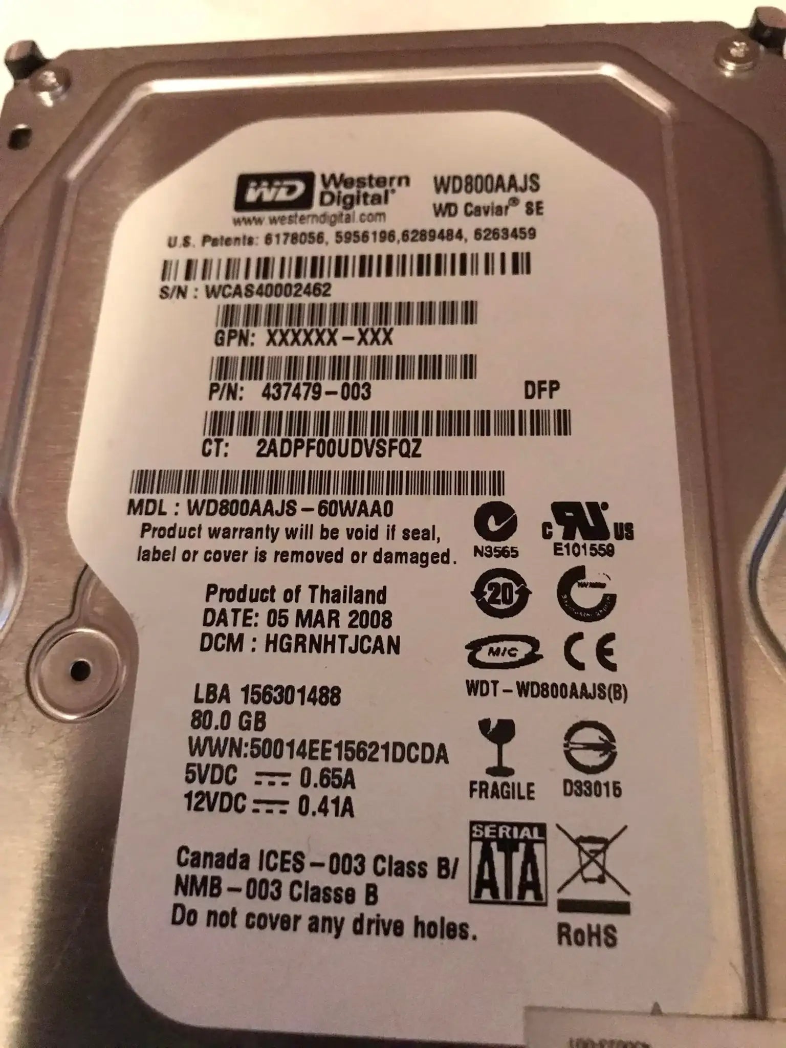 Western Digital WD800AAJS 80GB Caviar SE SATA Hard Drive Magretro