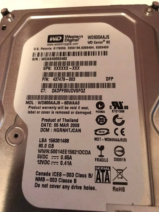 Western Digital WD800AAJS 80GB Caviar SE SATA Hard Drive Magretro