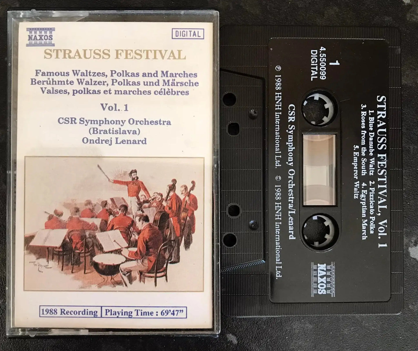 Strauss Festival Vol 1 Album, Naxos Label, 4.550099, Vintage Cassette Magretro