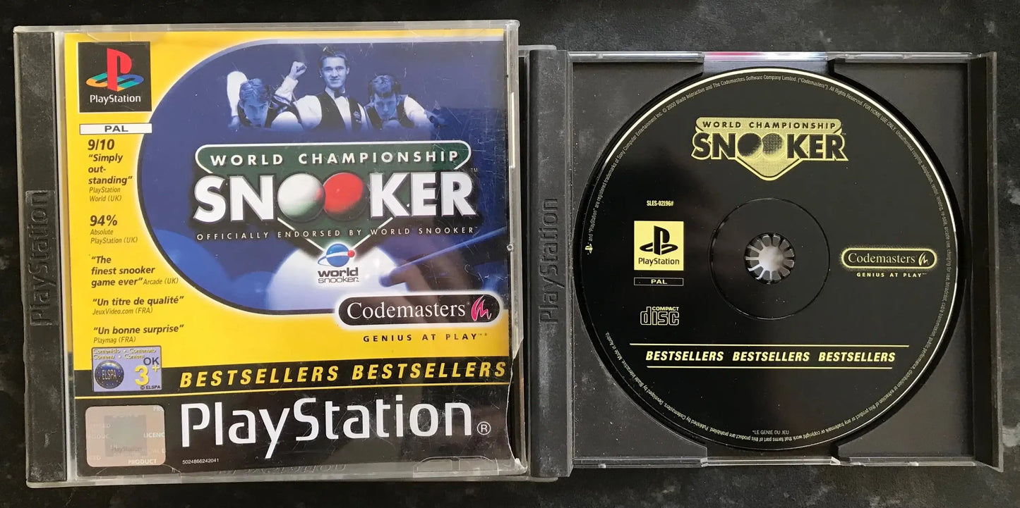 World Championship Snooker, PS1 Playstation One Game Boxed (PAL UK), no instr Magretro