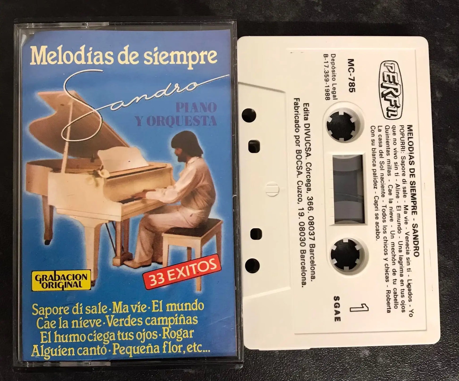Melodias de Siempre Album, Sandro, Piano Y Orquesta, MC-785, T-A4 Magretro