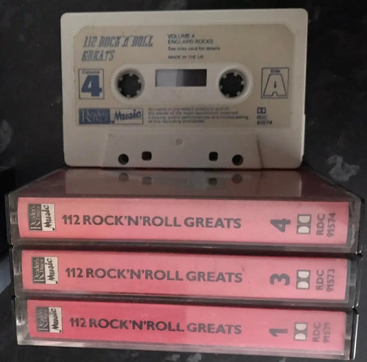 112 Rock 'n' Roll Greats, tapes 1,3, and 4, RDC 91571, Vintage Cassette Magretro