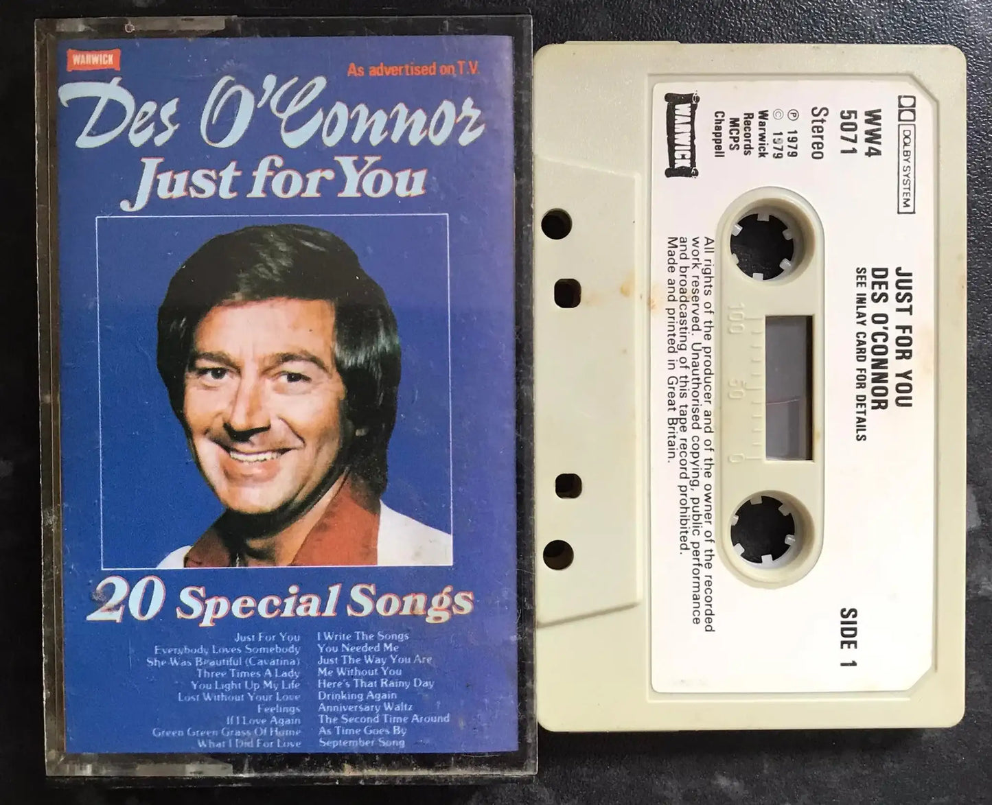 Des O'Connor, Just For You Album, Warwick, WW4 5071, Vintage Cassette Magretro
