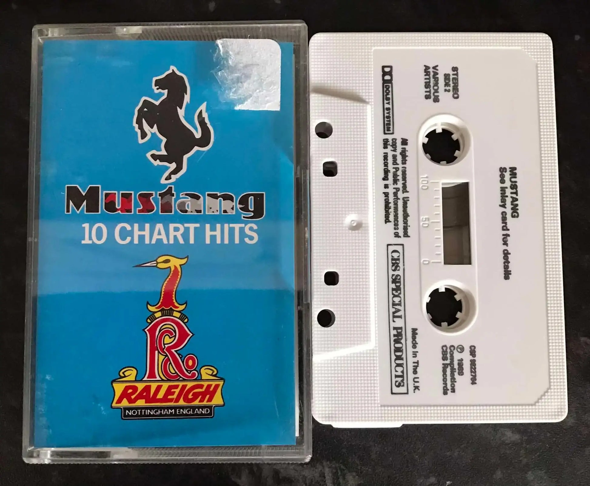 Mustang 10 Chart Hits, Raleigh, CBS, CSP 8822764, Vintage Cassette Magretro