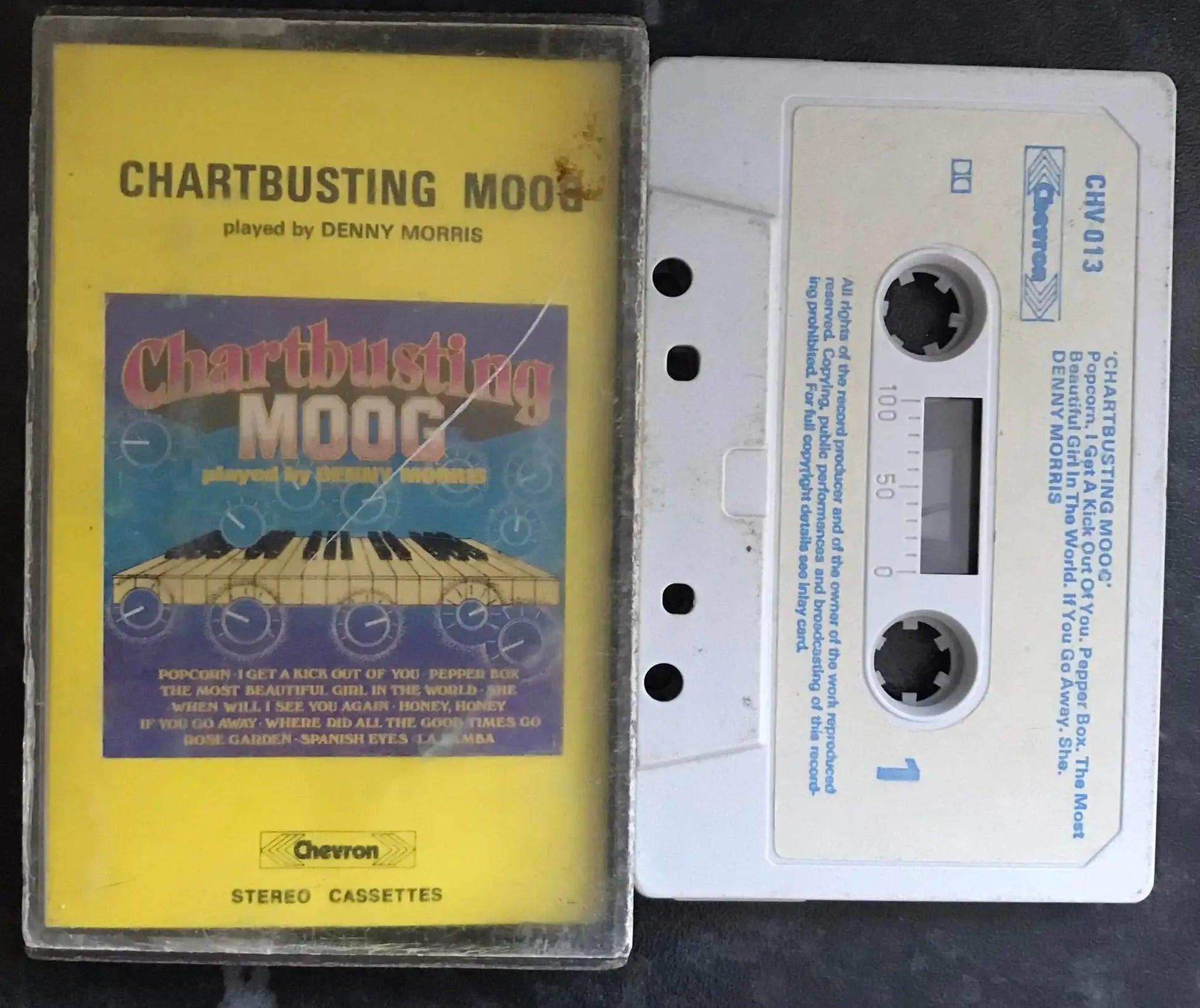 Chartbusting Moog Album, Denny Morris, Chevron, CHV 013, Vintage Cassette Magretro