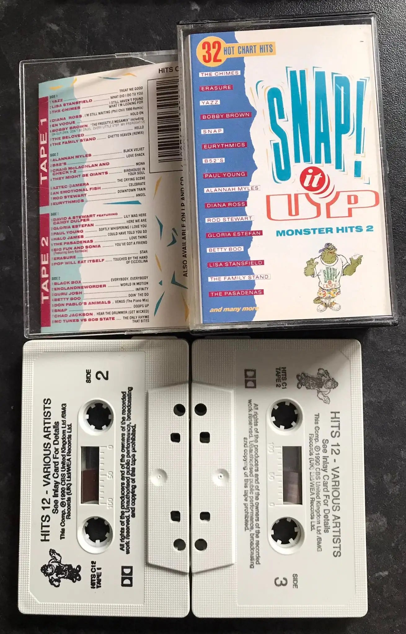Snap It Up Monster Hits 2 Double Album, CBS, HITS C12, Vintage Cassette Magretro