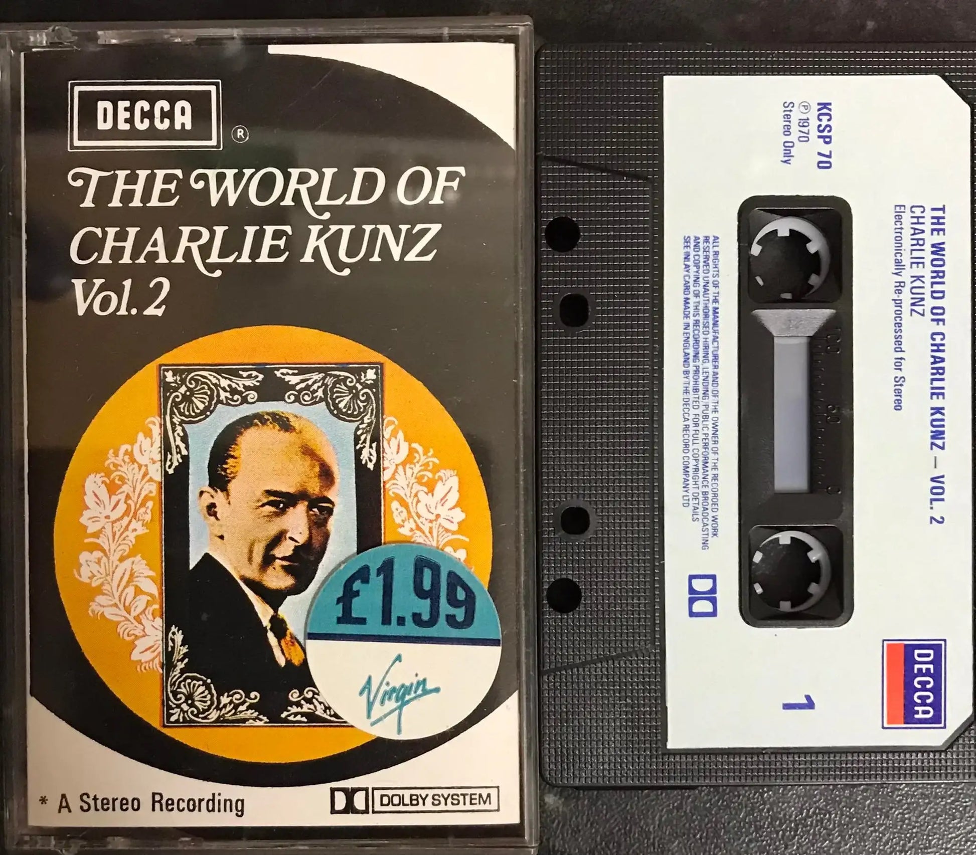 The World of Charlie Kunz Vol 2, DECCA, kcsp 70, Vintage Cassette Magretro