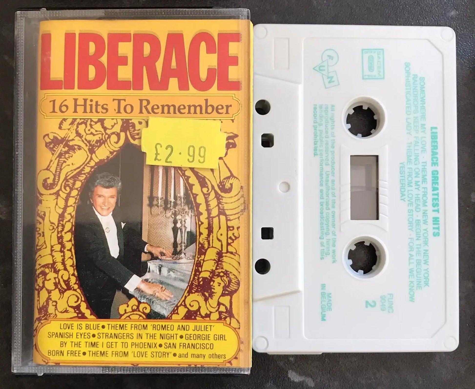 Liberace Greatest Hits Album, 16 Hits to Remember, func 9049, Vintage Cassette Magretro