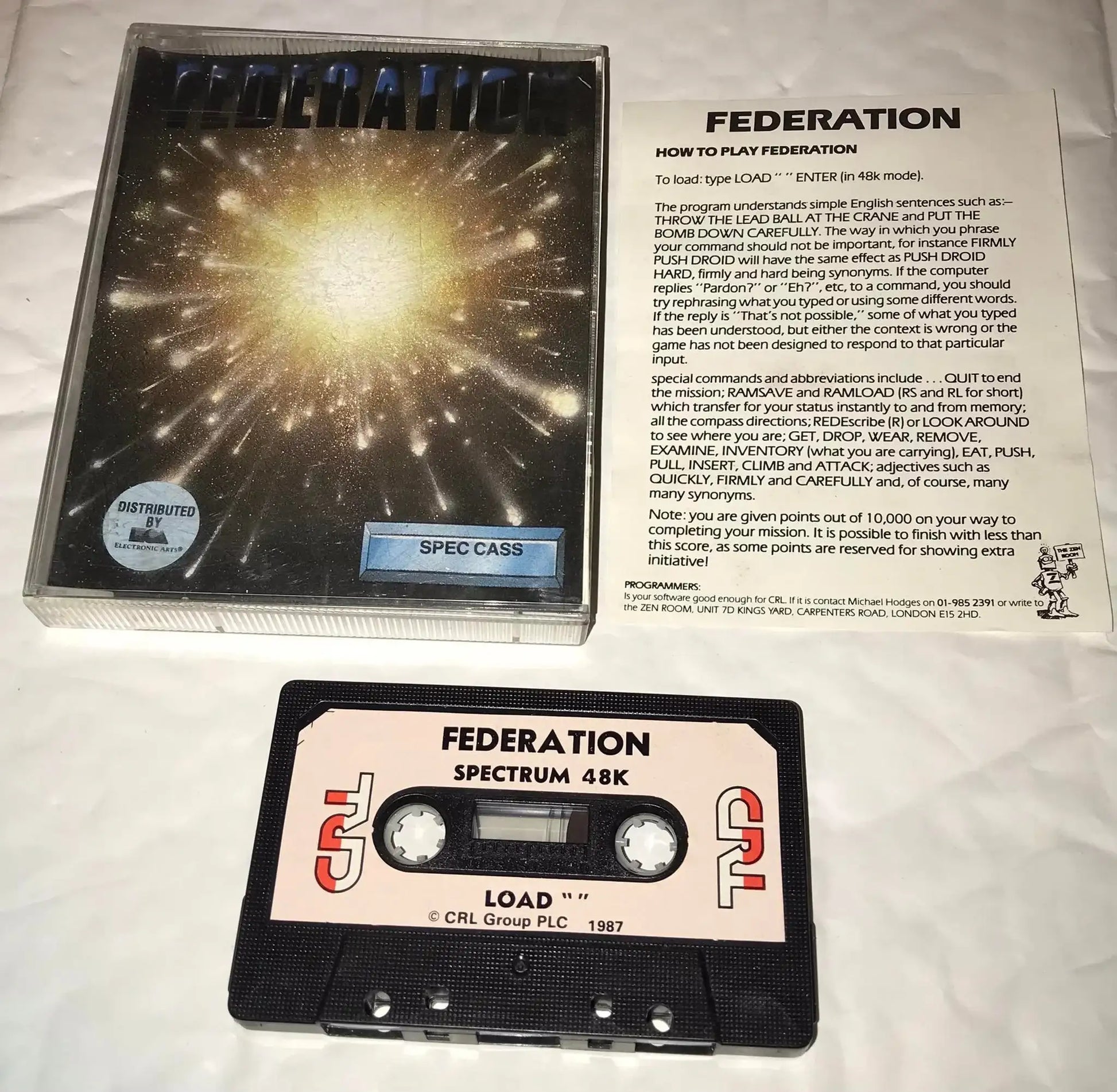 Federation, ZX Spectrum game by CRL, Working Magretro