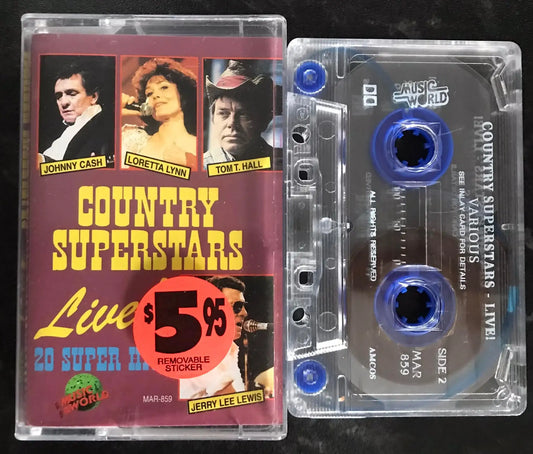 Country Superstars Live!, Music World Label, MAR-859, Vintage Cassette Magretro
