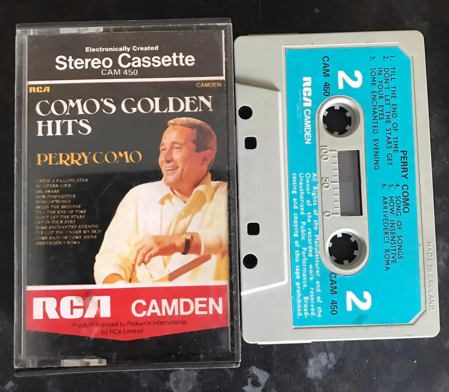 Perry Como, Como's Golden Hits by RCA Camden, CAM 450, Vintage Cassette Magretro