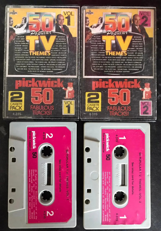 50 Popular TV Themes, Double Album, Pickwick Records, 4-315, Vintage Cassette Magretro