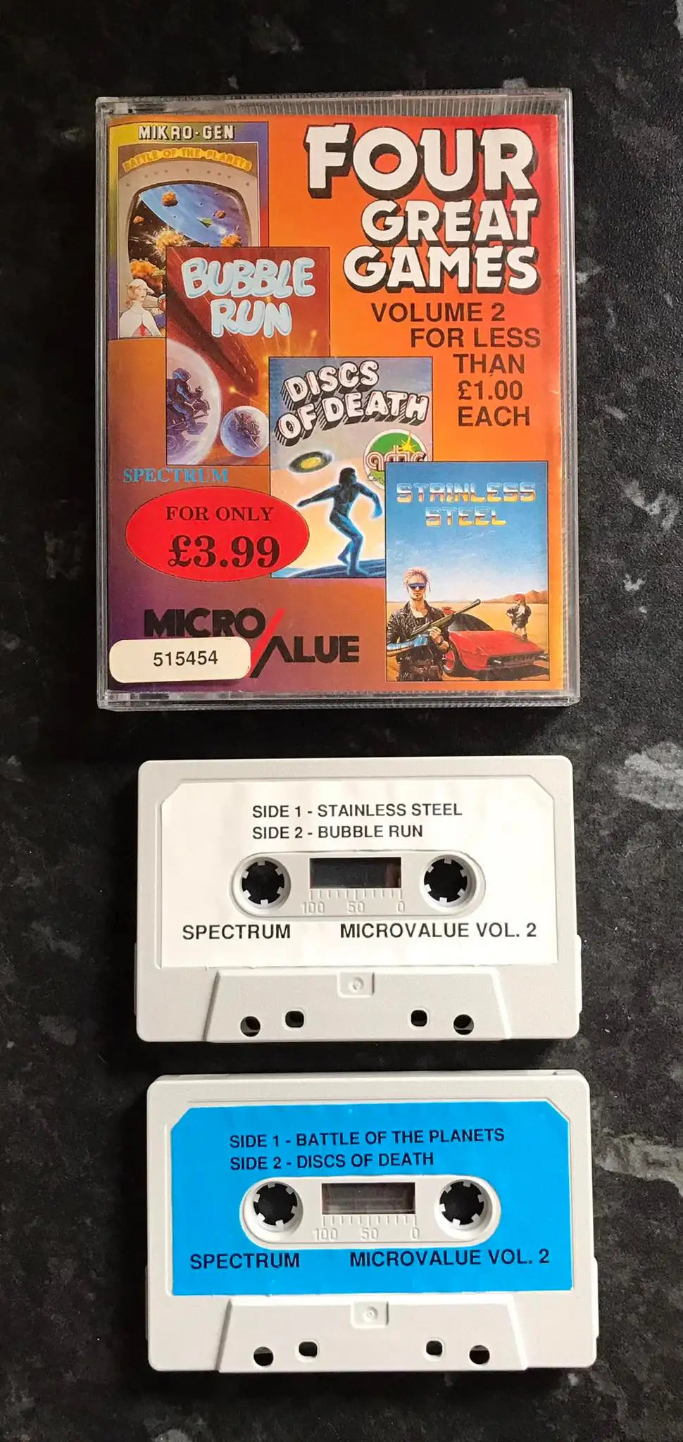 Four Great Games Vol 2 Compilation, ZX Spectrum, by Micro Value, WORKING Magretro