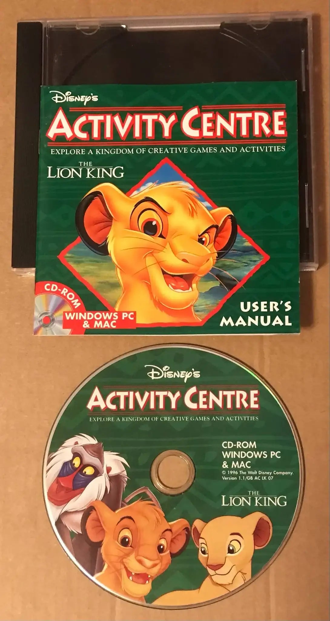 Disneys The Lion King Activity Center - PC Game, 1995 CD-Rom Windows Macintosh Magretro