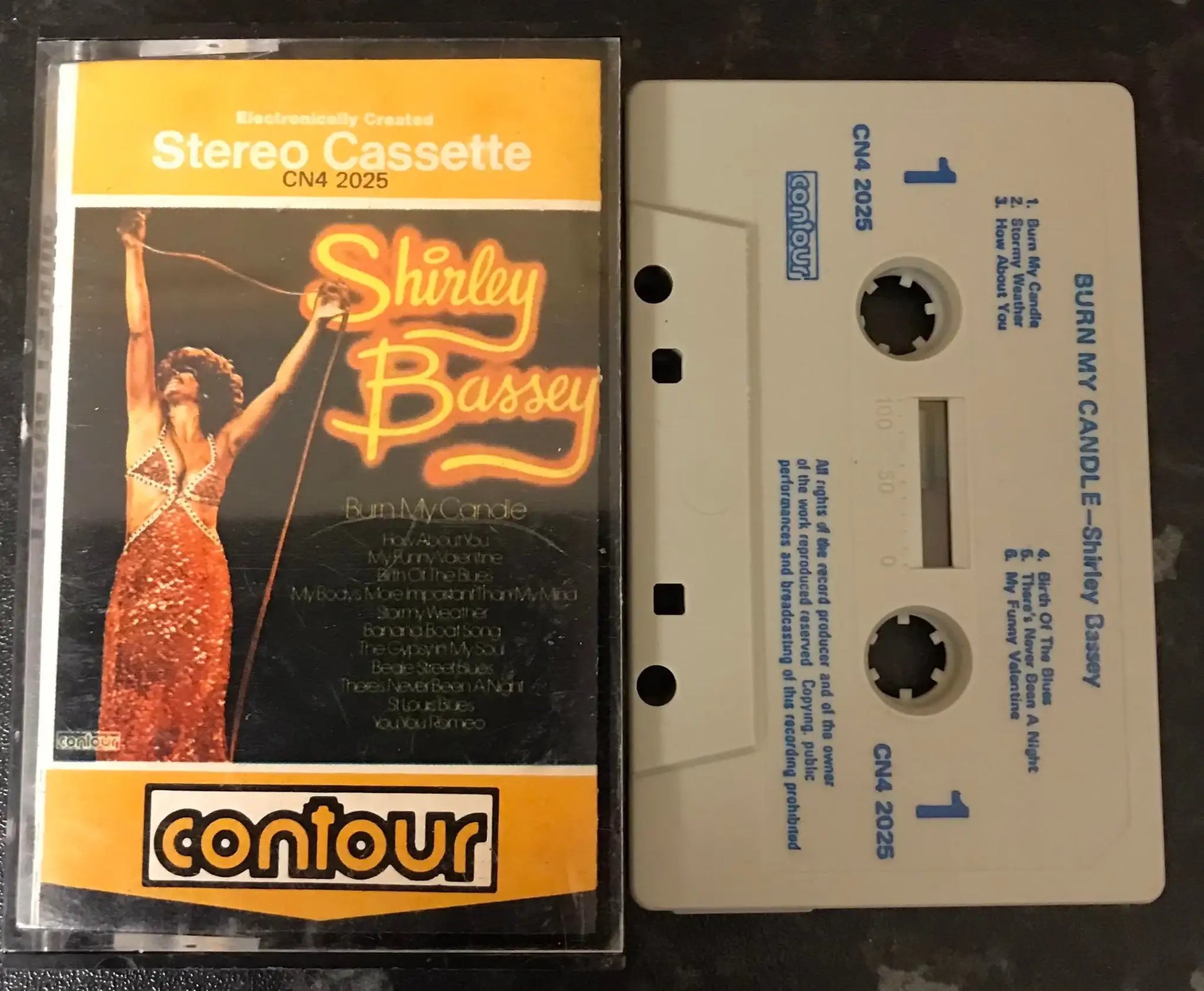Shirley Bassey, Burn My Candle Album, CONTOUR LABEL, CN4 2025, Vintage Cassette Magretro
